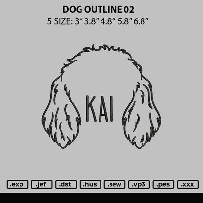 Dog Outline V2 Embroidery File 5 sizes
