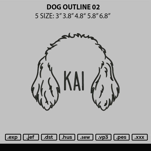 Dog Outline V2 Embroidery File 5 sizes