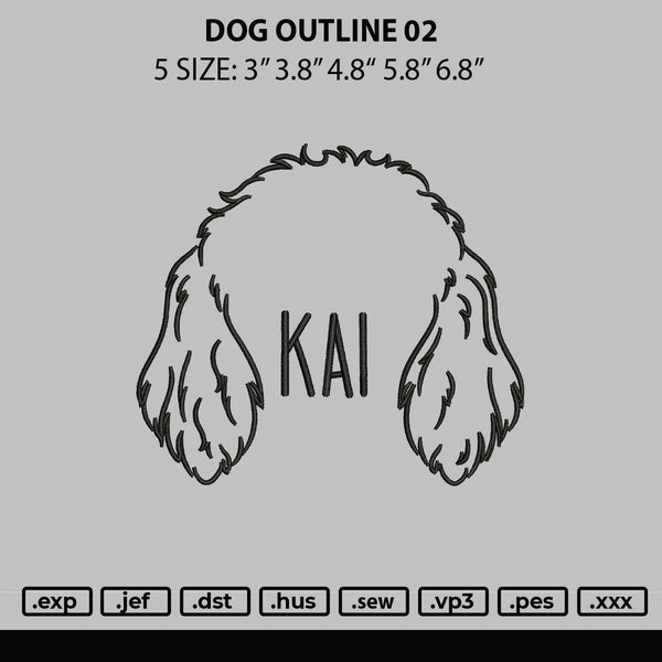 Dog Outline V2 Embroidery File 5 sizes