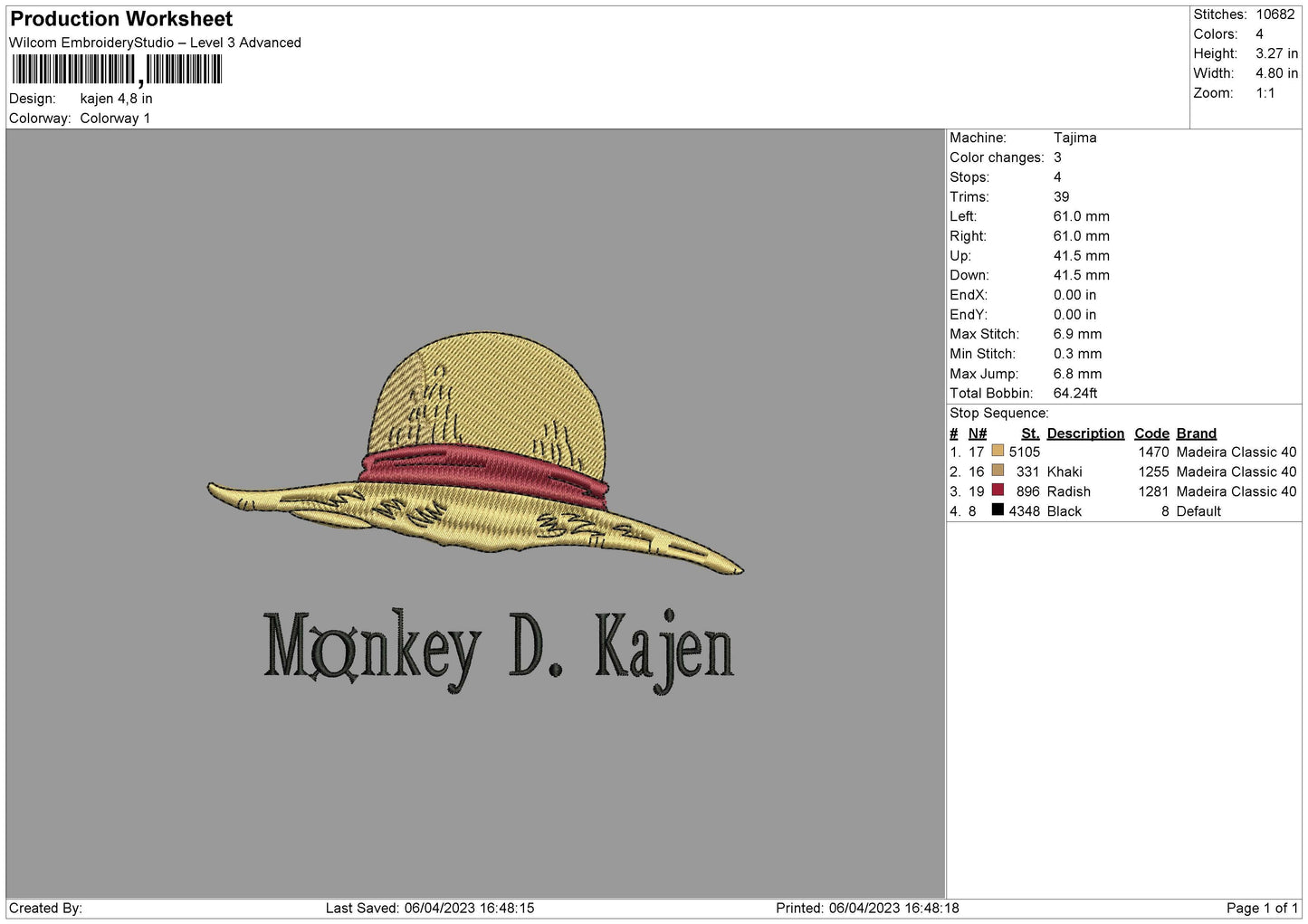 Kajen Embroidery File 6 sizes