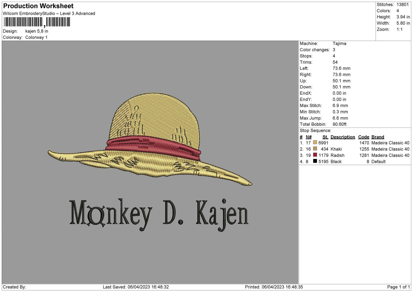 Kajen Embroidery File 6 sizes