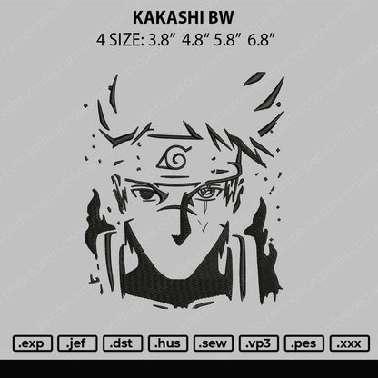 Kakashi BW Embroidery File 4 size