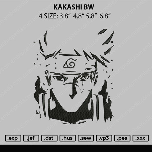 Kakashi BW Embroidery File 4 size
