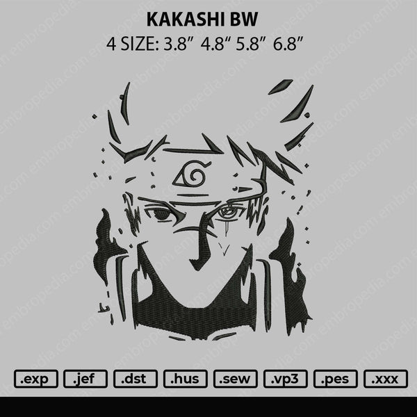 Kakashi BW Embroidery File 4 size