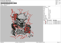 Kakashi Sketch Embroidery File 4 size