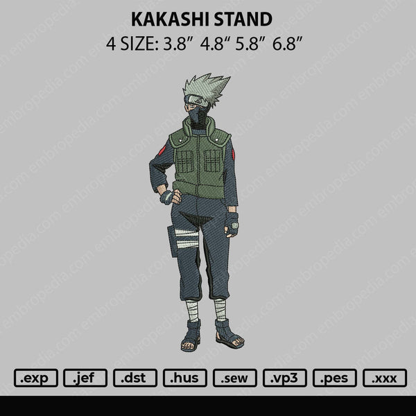 Kakashi Stand Embroidery File 4 Size