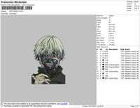 Kan Kaneki Embroidery File 4 size