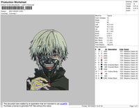 Kan Kaneki Embroidery File 4 size