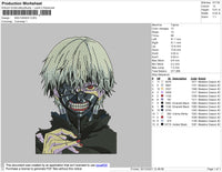 Kan Kaneki Embroidery File 4 size