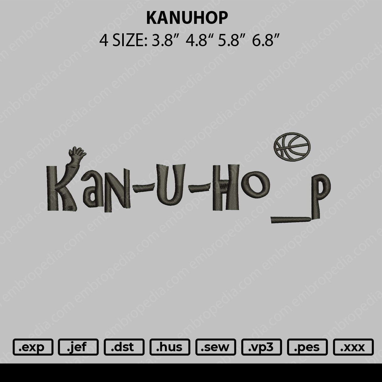 Kanuhop Embroidery File 4 size