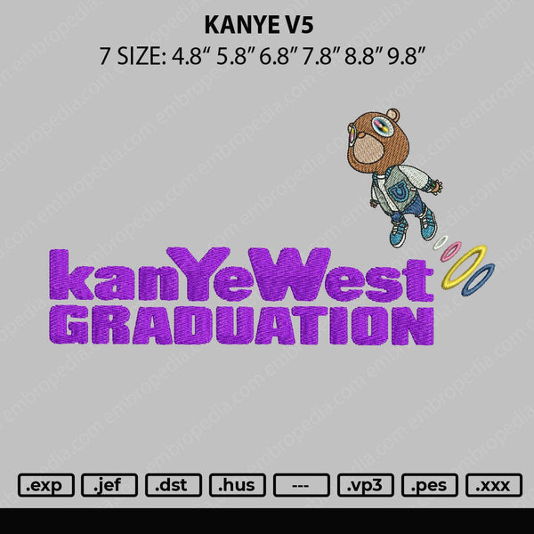 Kanye V5 Emboidery File 7 sizes