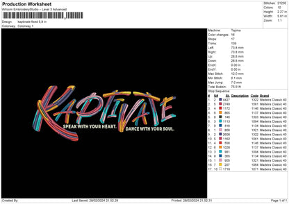 Kaptivatetext Embroidery File 6 sizes