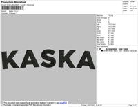 Kaska Text Embroidery File 2 size