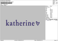 Katherinetext Embroidery File 6 sizes