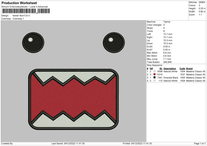 Kawaii Face Embroidery File 6 sizes