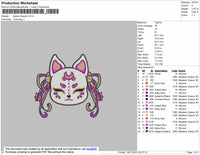 Kawaii Kitsune Embroidery File 4 size