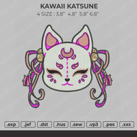 Kawaii Kitsune Embroidery File 4 size