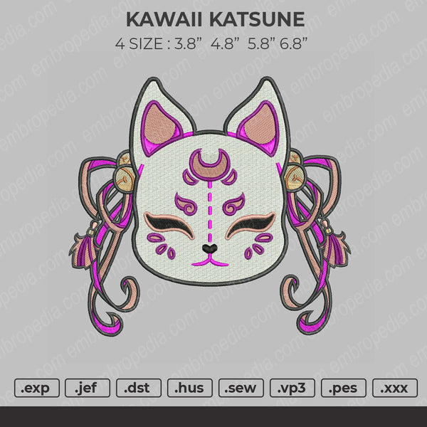 Kawaii Kitsune Embroidery File 4 size