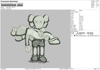 Kaws BW V1 Embroidery File 4 size