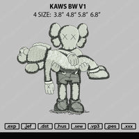 Kaws BW V1 Embroidery File 4 size