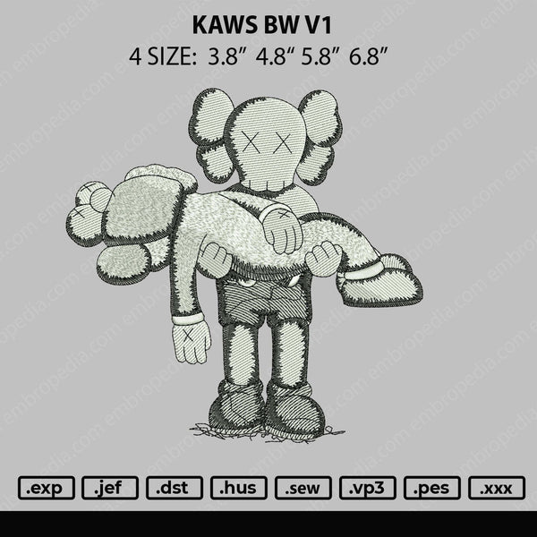 Kaws BW V1 Embroidery File 4 size