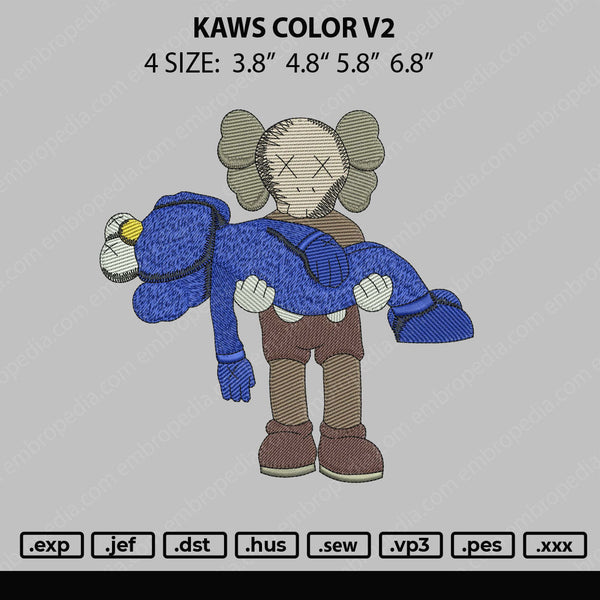 Kaws Color V2 Embroidery File 4 size