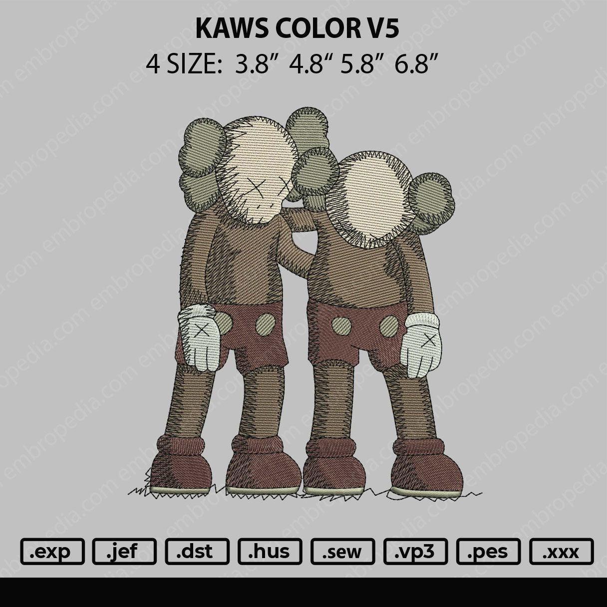 Kaws Color V5 Embroidery File 4 size