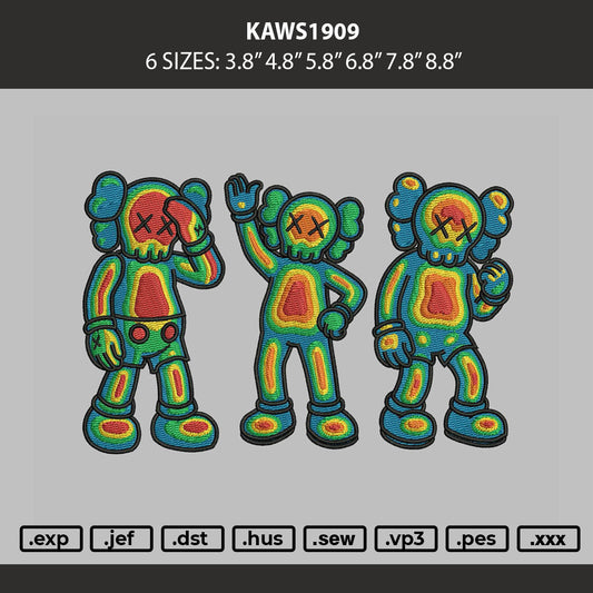 Kaws1909 Embroidery Machine Design File 6 sizes