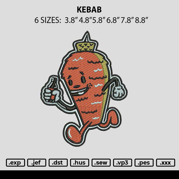 Kebab Embroidery File 6 sizes
