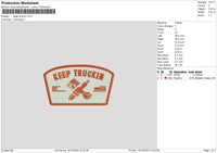 Truckin Embroidery File 6 sizes