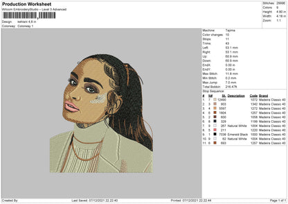 Kehlani Embroidery File 4 size