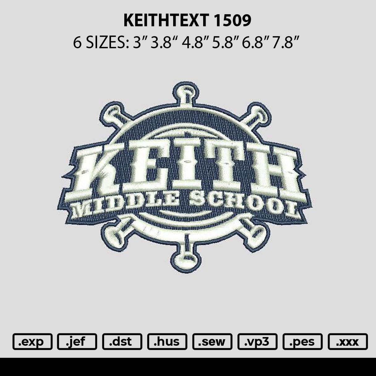 Keithtext 1509 Embroidery File 6 sizes