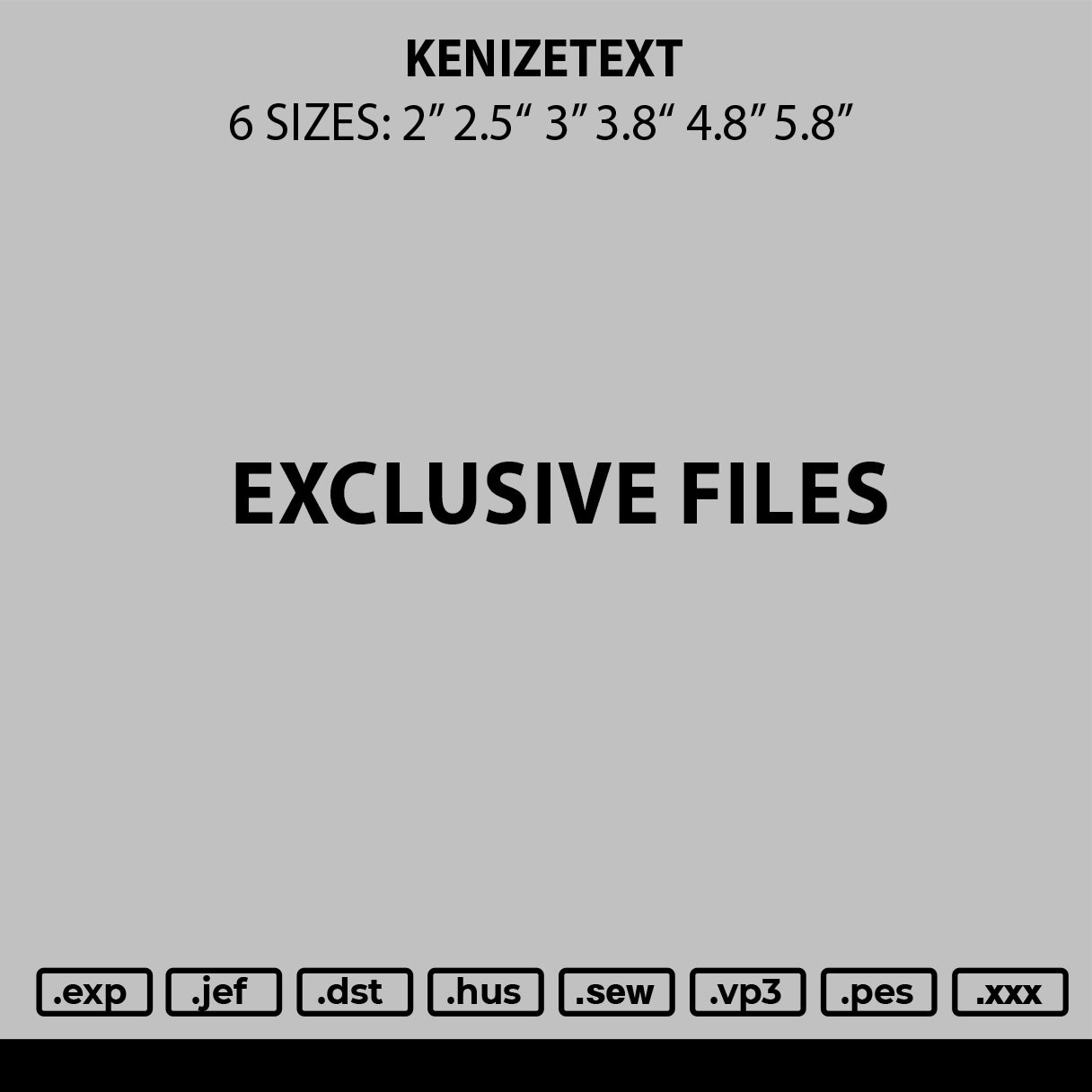 Kenzietext Embroidery File 6 sizes
