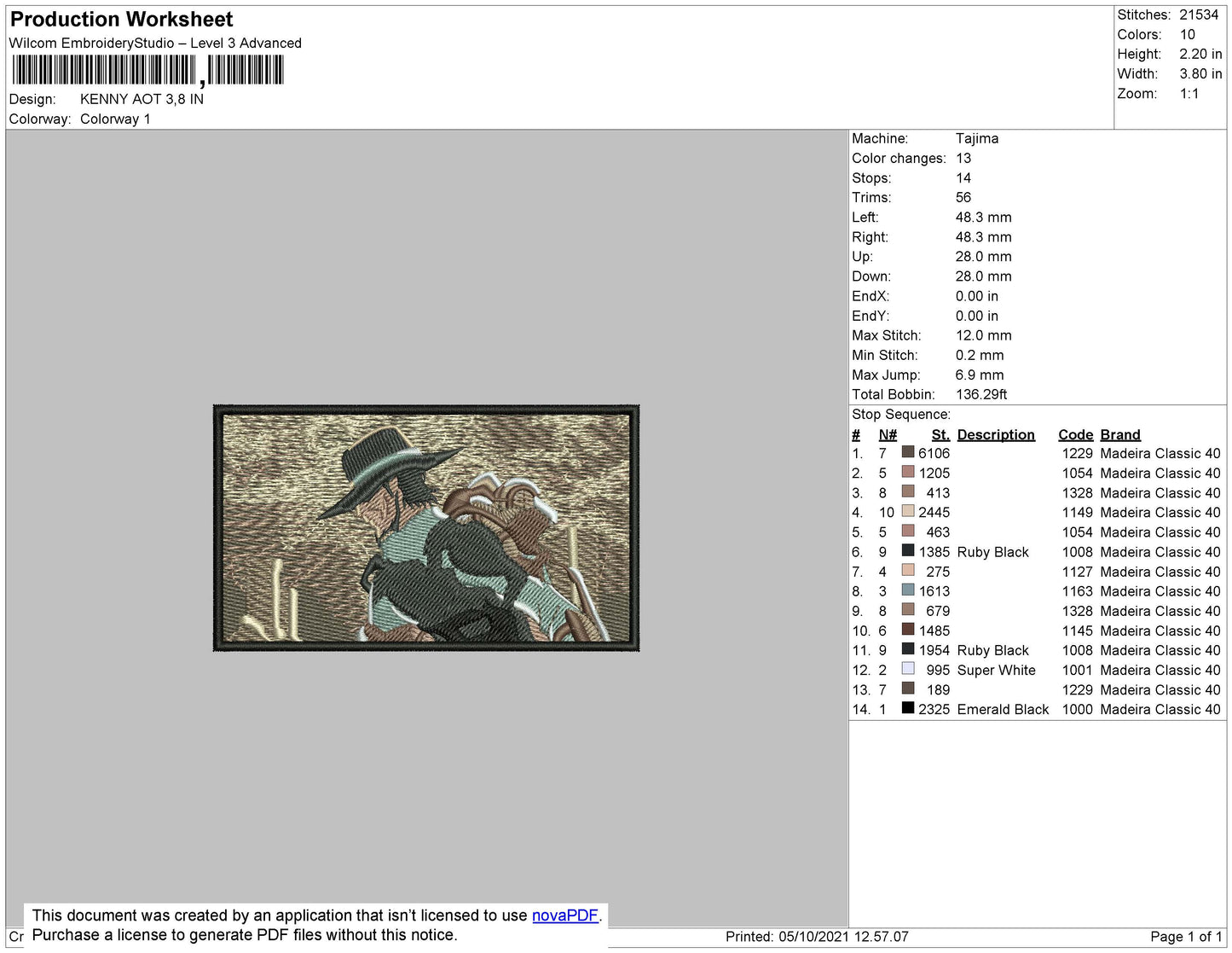 Kenny Aot Embroidery File 4 size