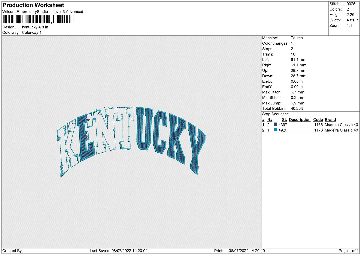 Kentucky Embroidery