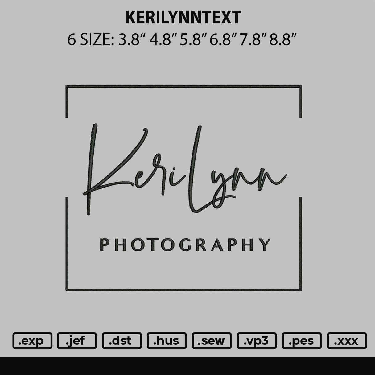 Kerilynntext Embroidery File 6 sizes
