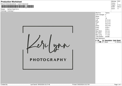 Kerilynntext Embroidery File 6 sizes
