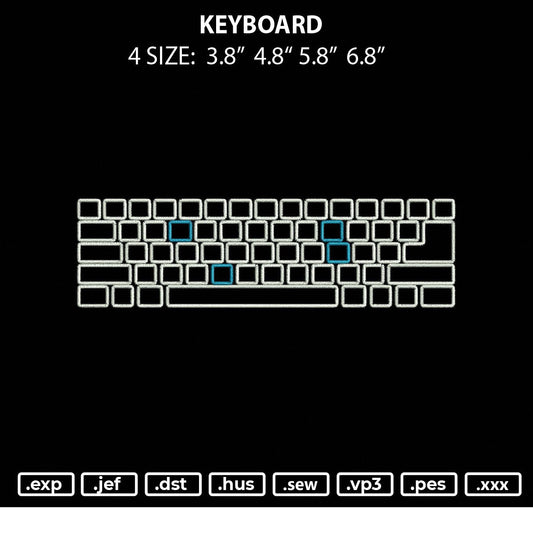 Keyboard Embroidery File 4 size
