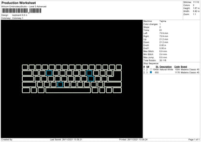 Keyboard Embroidery File 4 size