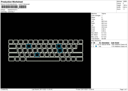 Keyboard Embroidery File 4 size