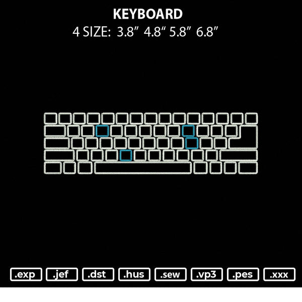 Keyboard Embroidery File 4 size
