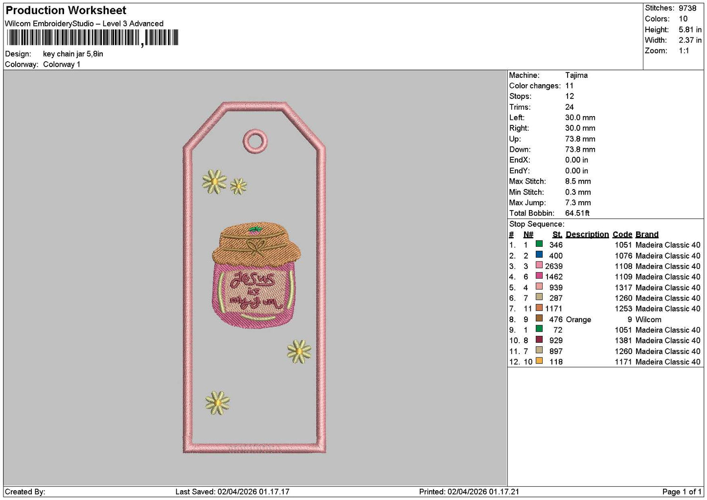 Jar 0204 Embroidery File 6 sizes