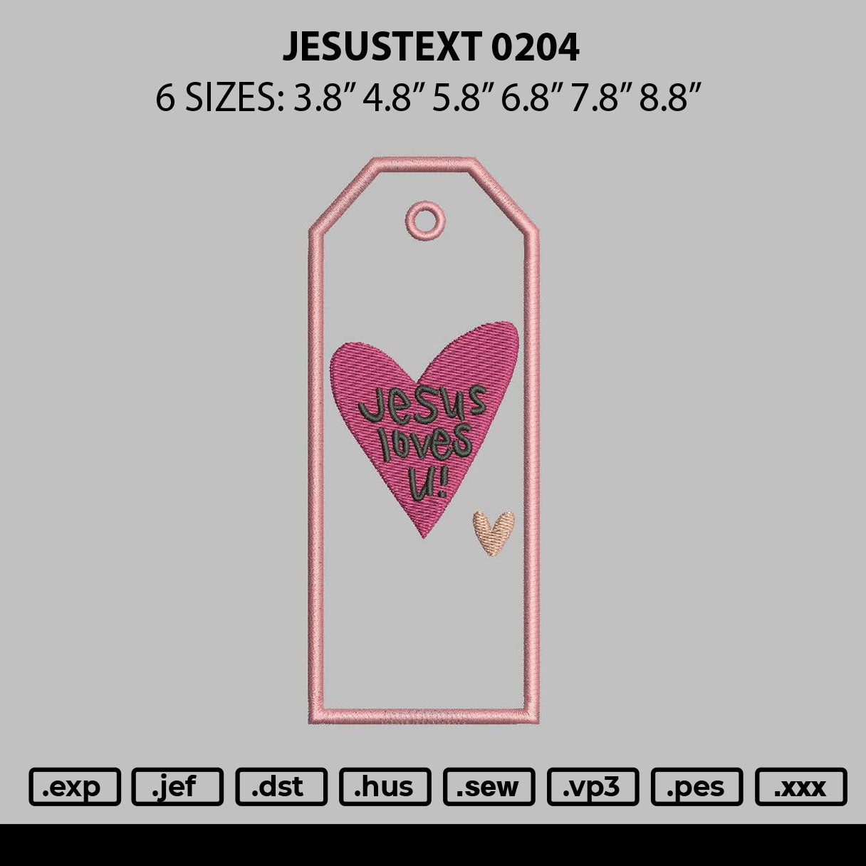 Jesustext 0204 Embroidery File 6 sizes
