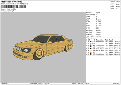 Khaki Car Embroidery File 4 size