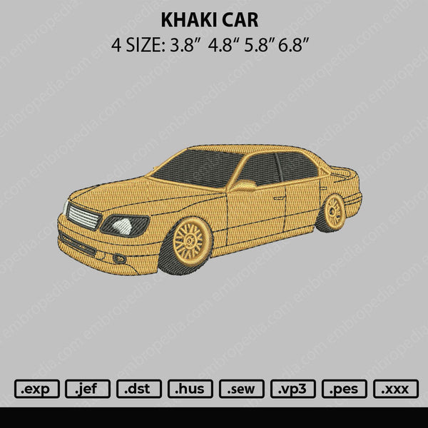 Khaki Car Embroidery File 4 size