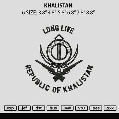Khalistan Embroidery File 6 sizes