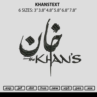 Khantext Embroidery File 6 sizes