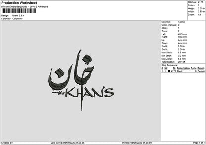 Khantext Embroidery File 6 sizes