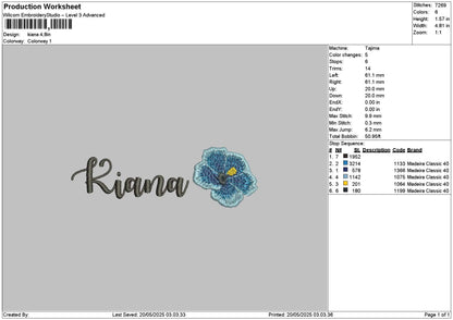 Kianatext Embroidery File 6 sizes