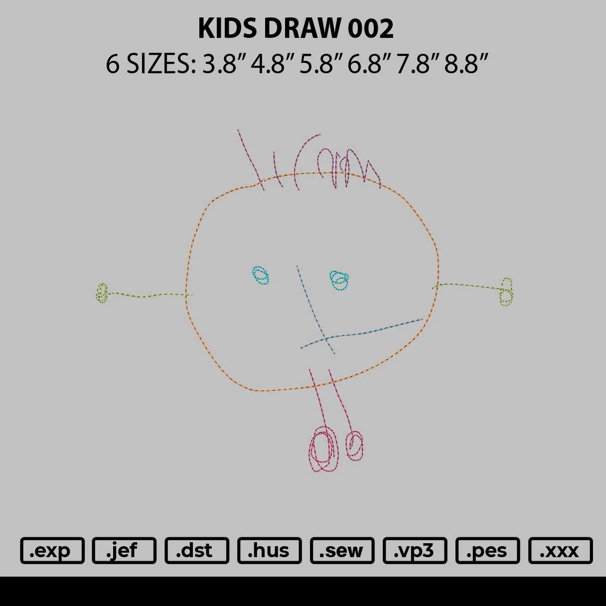Kids Drawing 002 Embroidery File 6 sizes